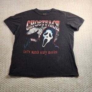 Ghostface T-Shirt Mens Large Lets Watch Scary Movies Graphic Tee Horror‎ Movie